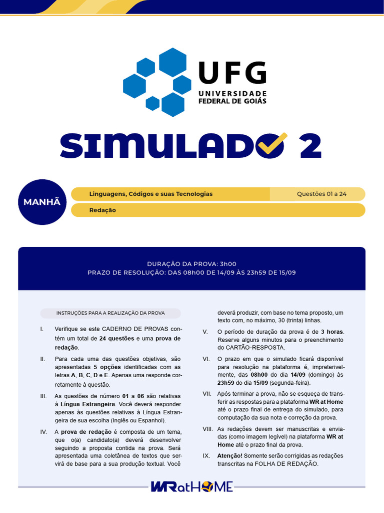 Instruções para Simulado UFG 2025 | PDF | Internet | Aquecimento global ...