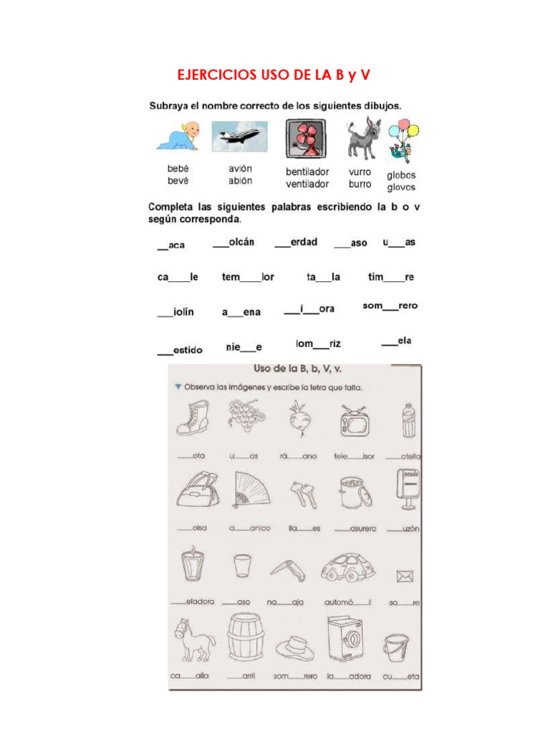 01-Ejercicios Uso de La B y V | PDF