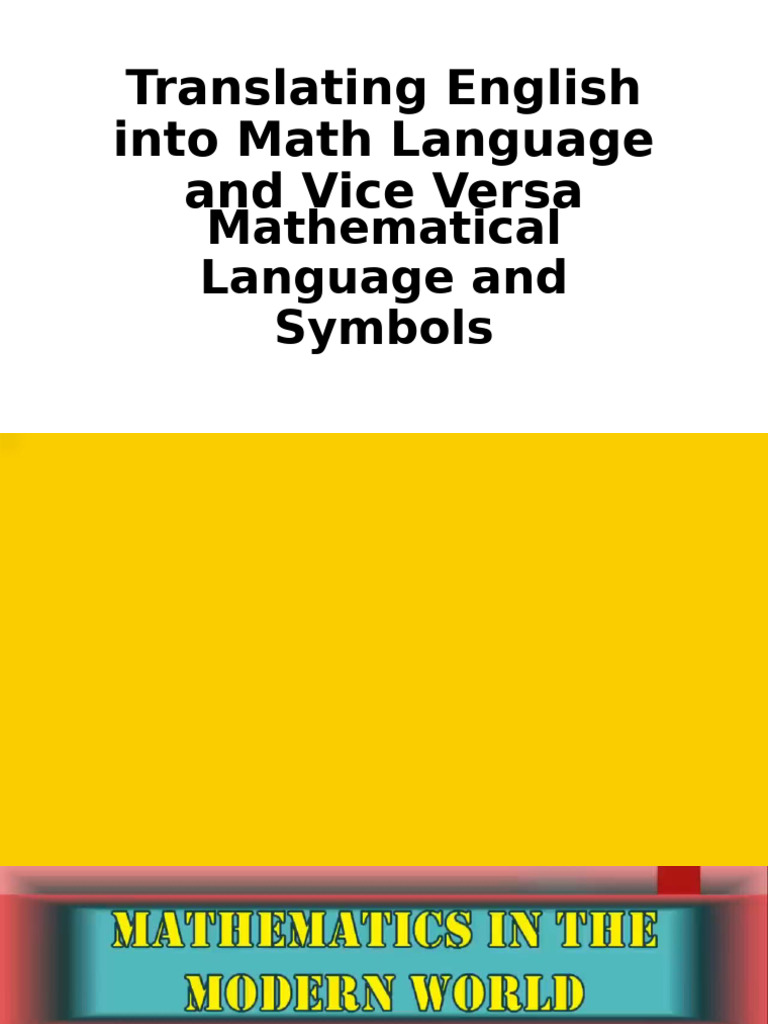 Translating English Into Math Language and Vice Versa and Mathematical ...