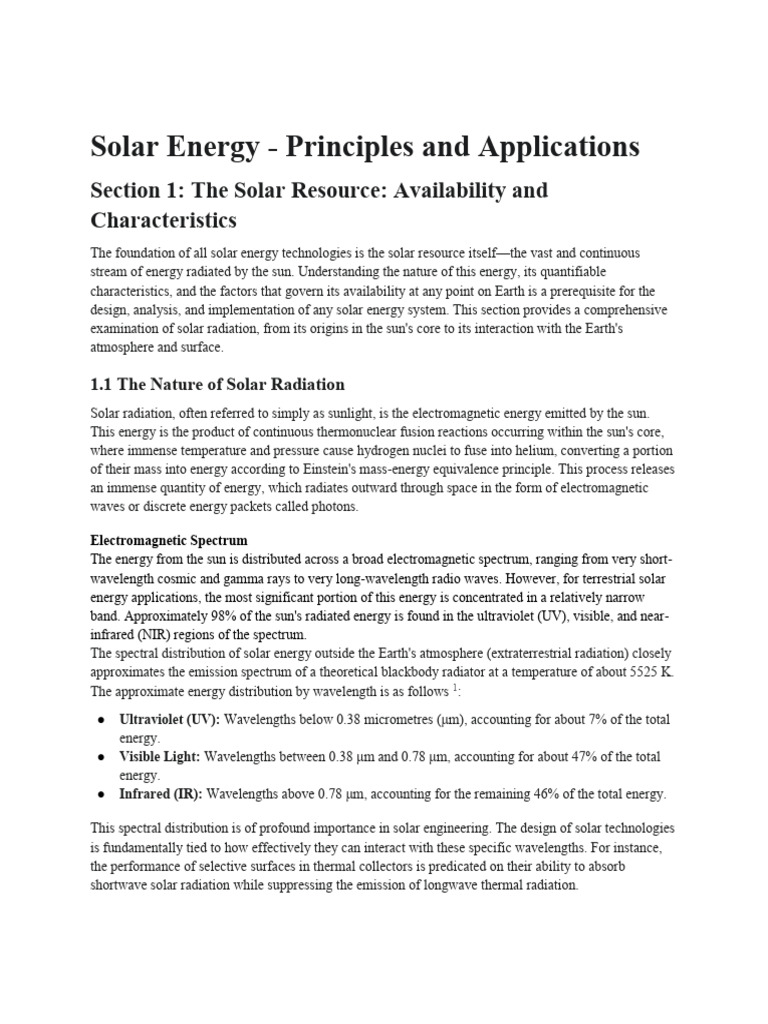 Solar Radiation: Characteristics & Impact | PDF | P–N Junction ...
