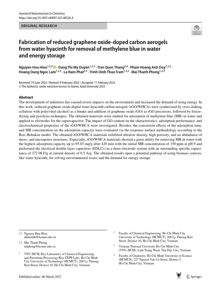 Graphene Oxide-Doped Carbon Aerogels | PDF | Adsorption | Graphene