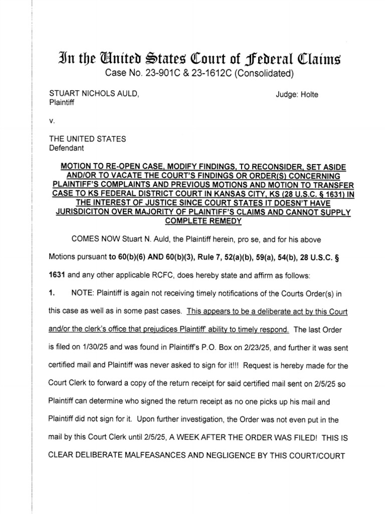 Motion to Reopen Case and Transfer Venue | PDF | Lawsuit | Summary Judgment