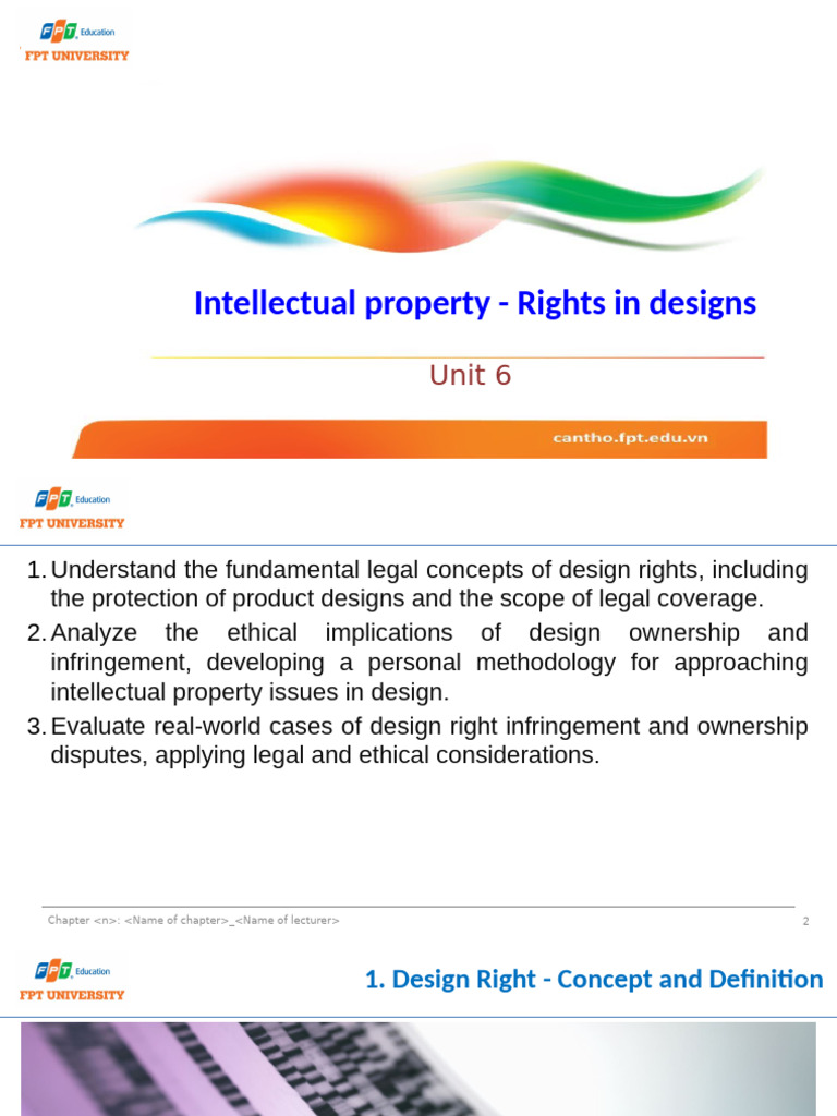 Unit 6 - Intellectual Property - Rights in Designs | PDF | Patent ...