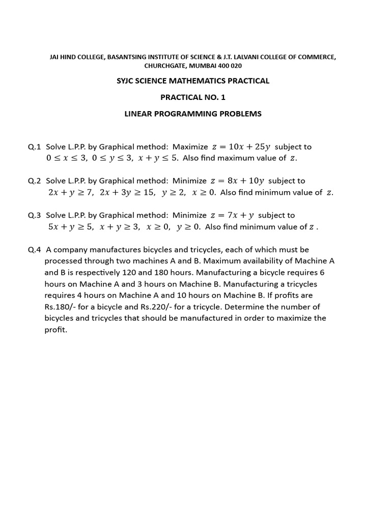 SYJC Maths Practical Syllabus Overview | PDF | Line (Geometry) | Area