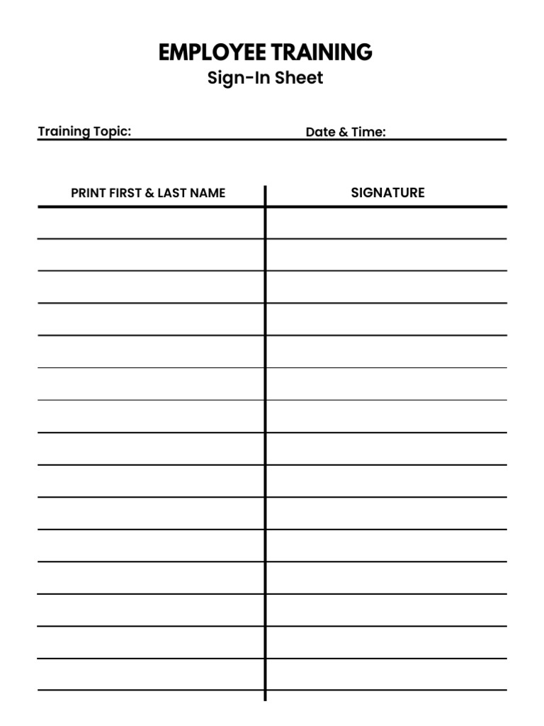 Black and White Training Sign in Document | PDF