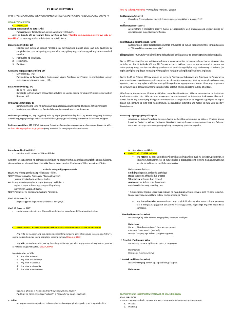 Filipino Midterms | PDF