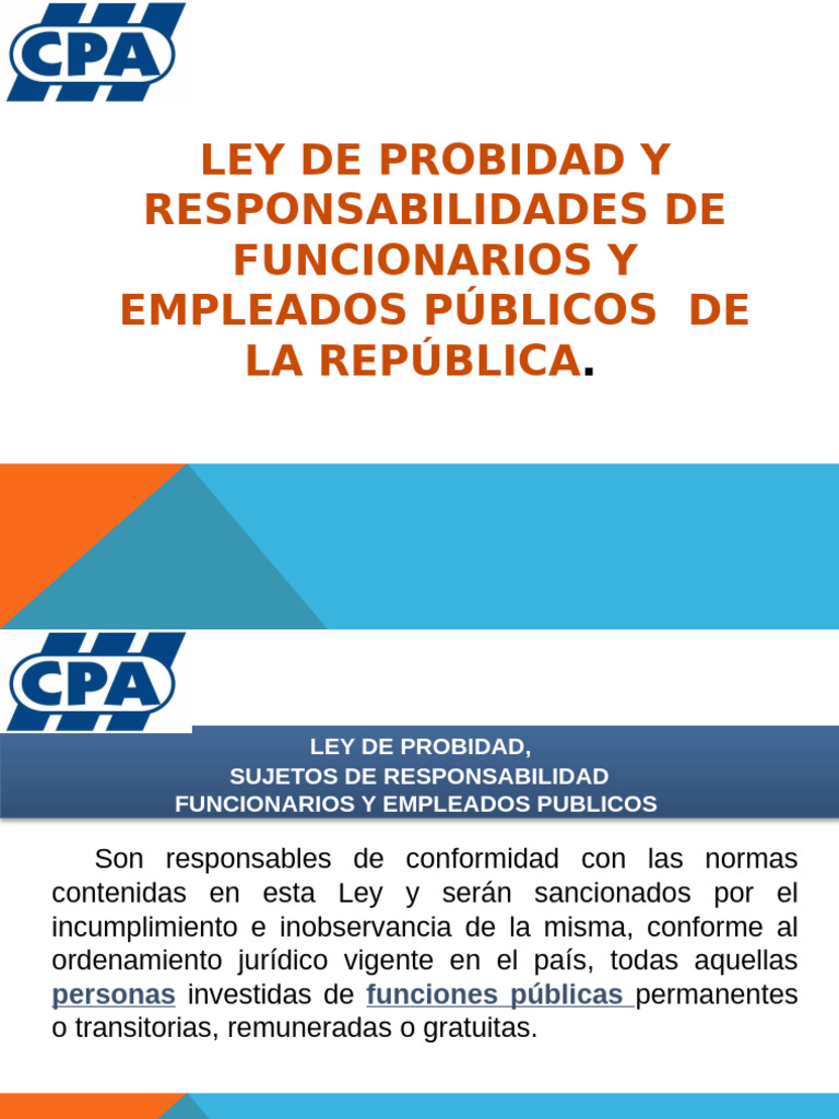 Ley de Probidad y Responsabilidades Públicas | PDF | Servicio Civil ...