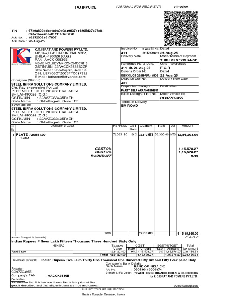 Invoice 411 | PDF | Economy Of India | Taxation