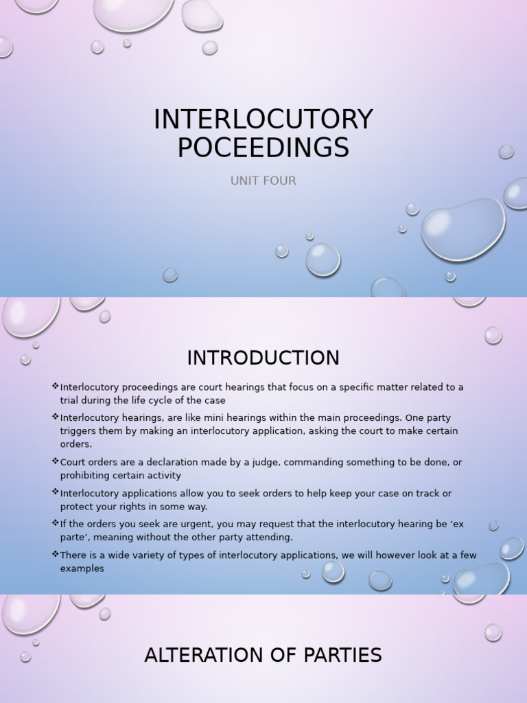 Interlocutory Proceedings Overview | PDF | Lawsuit | Injunction