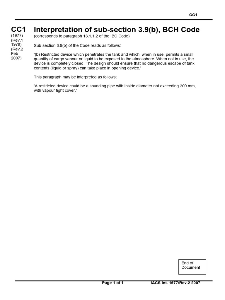 Interpretation of BCH Code 3.9(b) | PDF