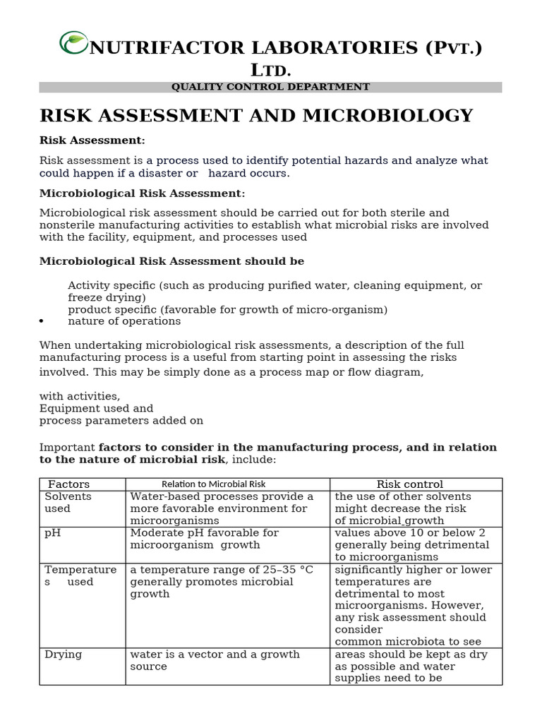 Microbiological Risk Assessment Guide | PDF | Risk | Microorganism