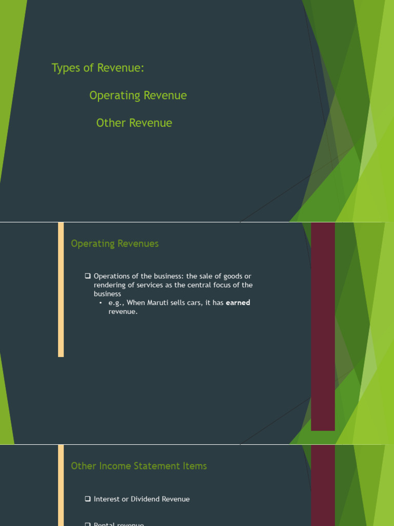 Understanding Revenue Types and Recognition | PDF | Depreciation | Expense