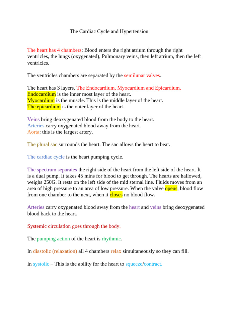 The Heart Notes | PDF | Diastole | Heart