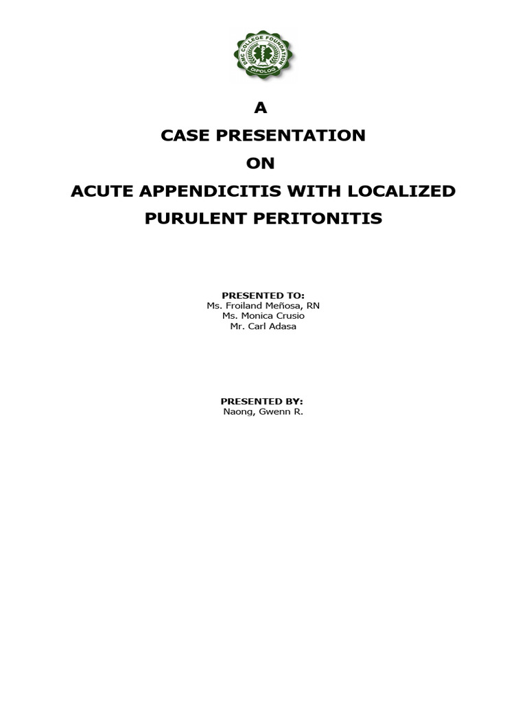 Acute Appendicitis Case Study Analysis | PDF | Gastrointestinal Tract ...