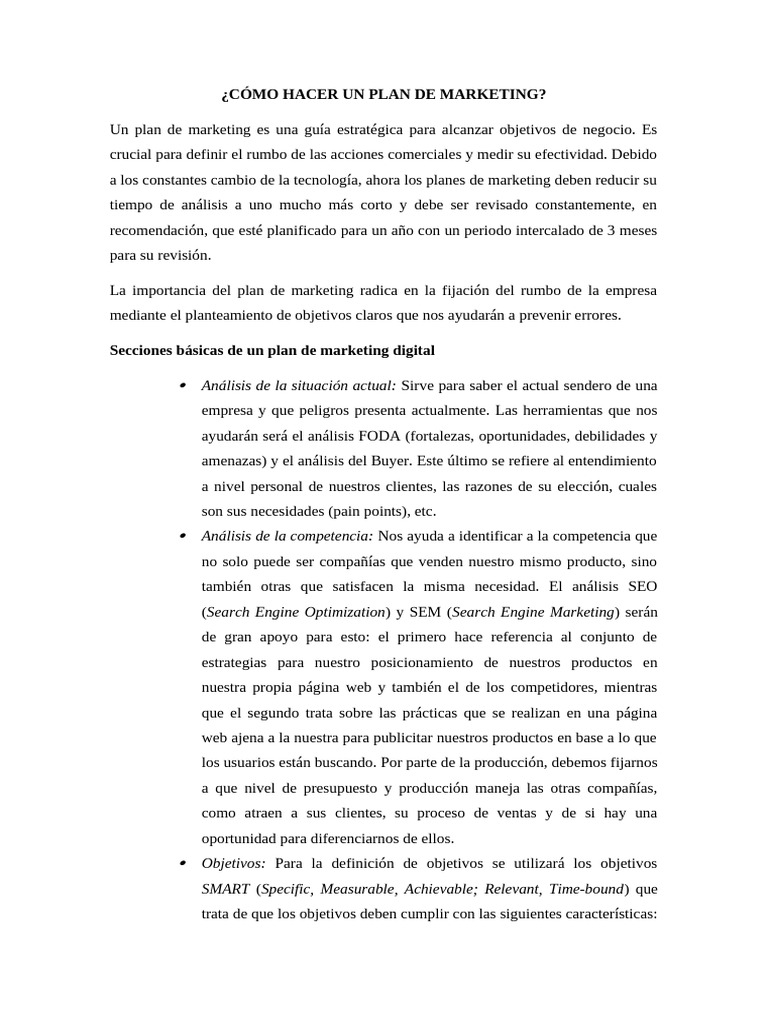 Guía para Crear un Plan de Marketing | PDF | Marketing | Marketing de ...