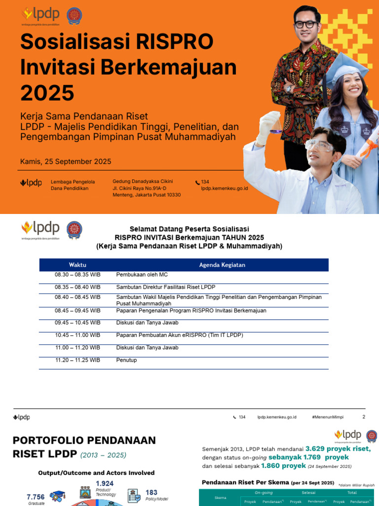 Sosialisasi RISPRO 2025 LPDP Muhammadiyah | PDF