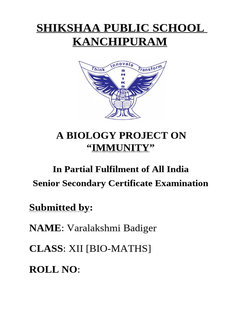 Biology Project on Immunity Overview | PDF | Immune System | Lymphatic ...