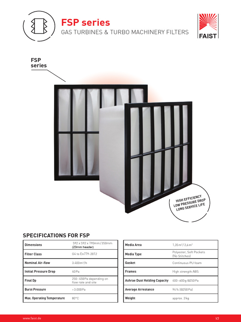 FSP Series Gas Turbine Filters Specifications | PDF | Applied And ...