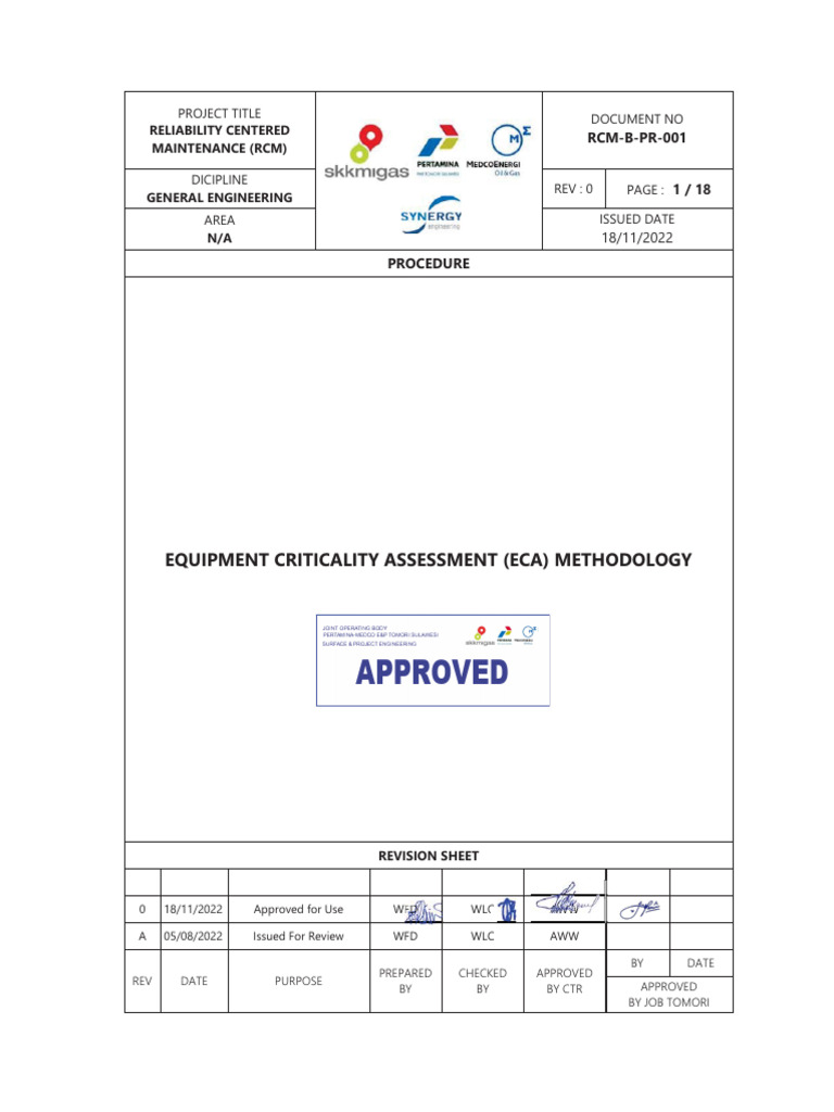 Equipment Criticality Assessment Methodology | PDF | Reliability ...