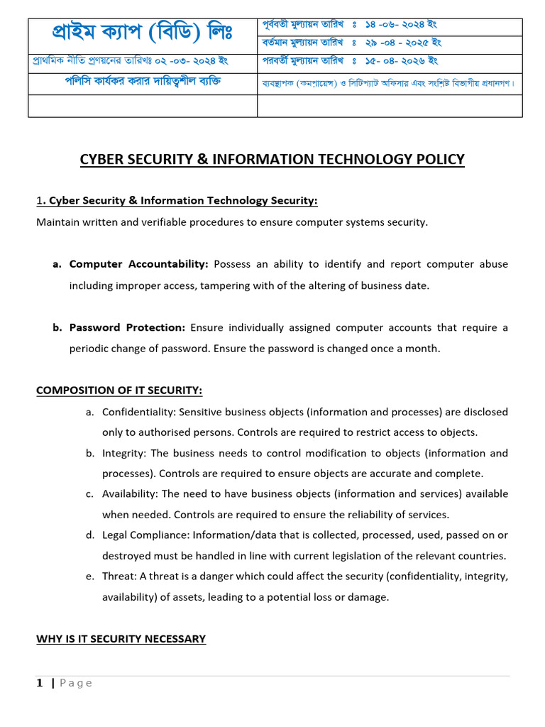 11. Cyber Security & Information & Technology Policy | PDF | Password ...
