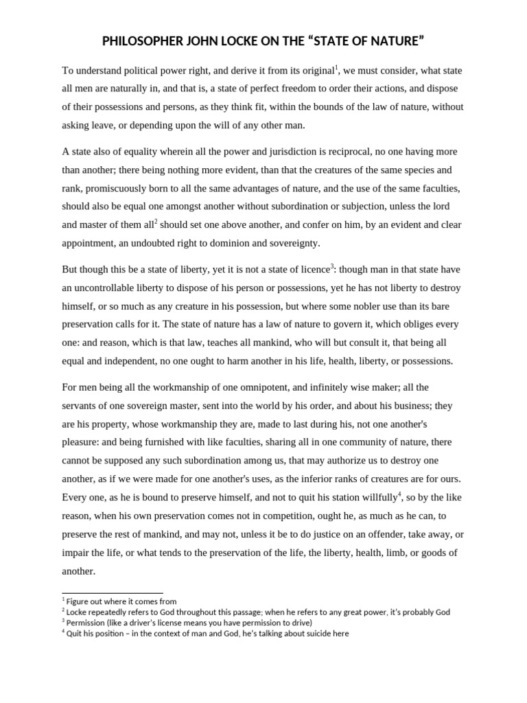 Locke's View on State of Nature | PDF | Natural Law | Justice