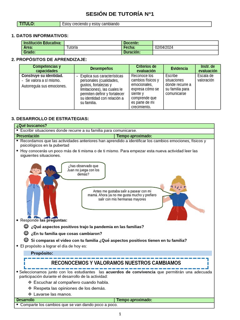 Tutoría 6° Estoy Creciendo y Estoy Cambiando | PDF | Las emociones