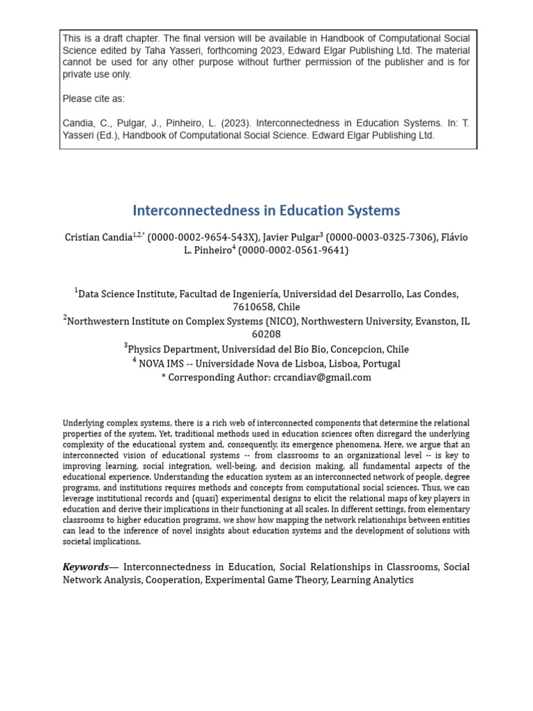 Interconnectedness in Education Systems | PDF | Social Network | System