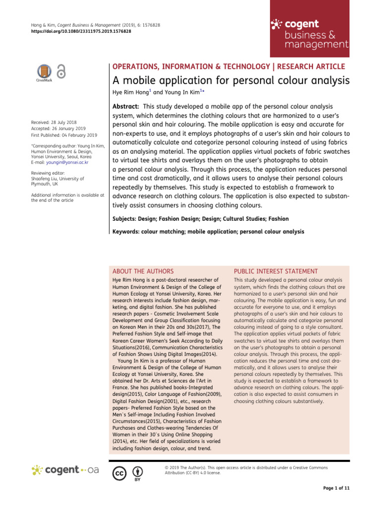 Mobile App for Personal Colour Analysis | PDF | Color | Usability