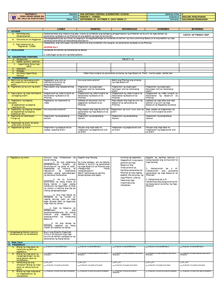 2024 - 2025 Marvin q2 w1 Dll-AP | PDF