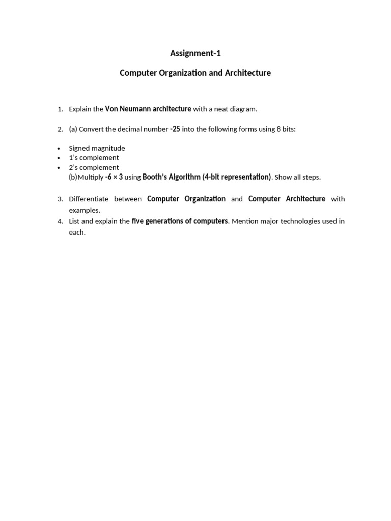 COA Assignment Overview and Tasks | PDF