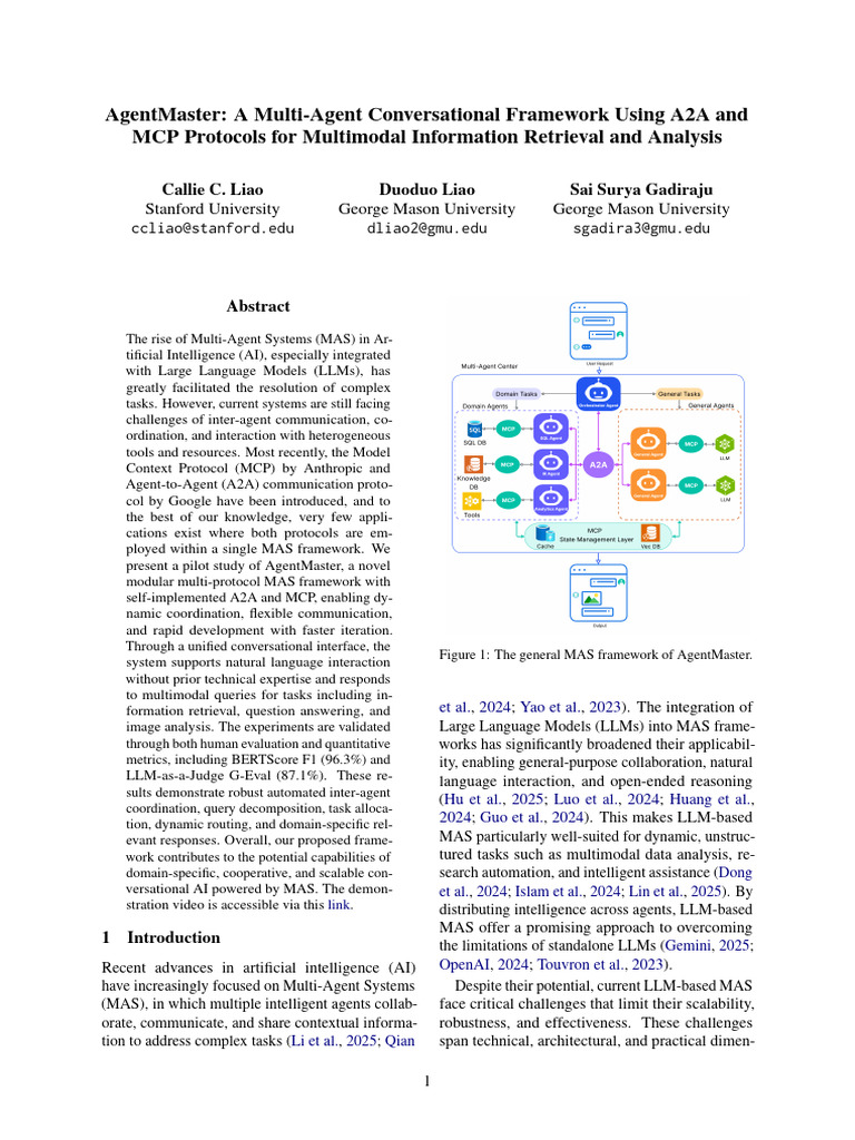 AgentMaster: Multi-Agent Framework for AI | PDF | Information Retrieval ...