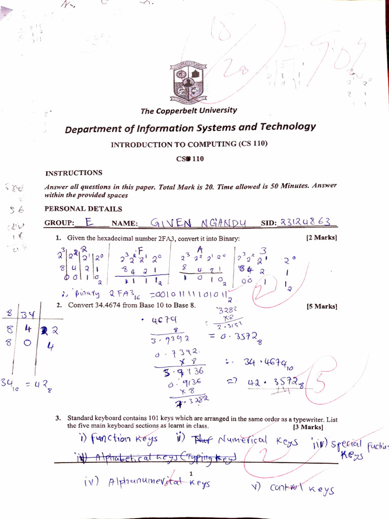 CS 110 Computing Exam Instructions | PDF | Computing | Computer Engineering
