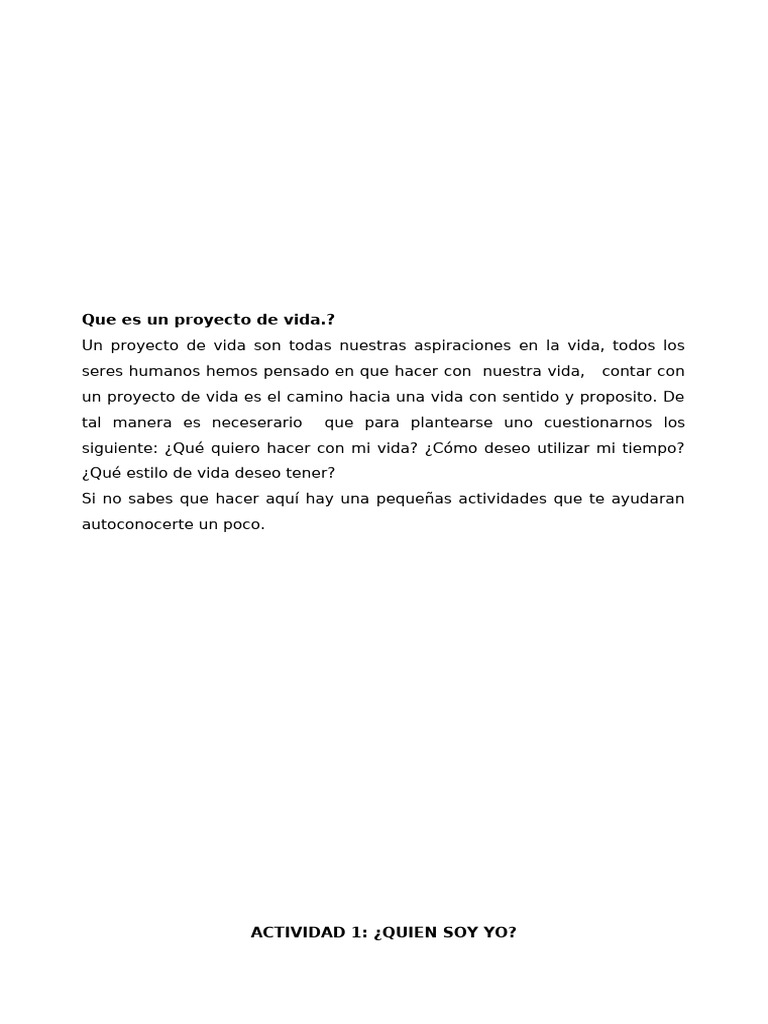 Taller Proyecto de Vida | PDF