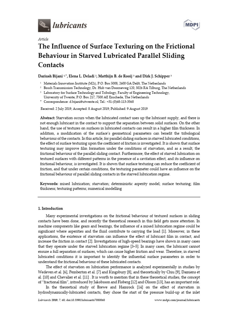 Surface Texturing Effects on Friction | PDF | Friction | Fluid Dynamics