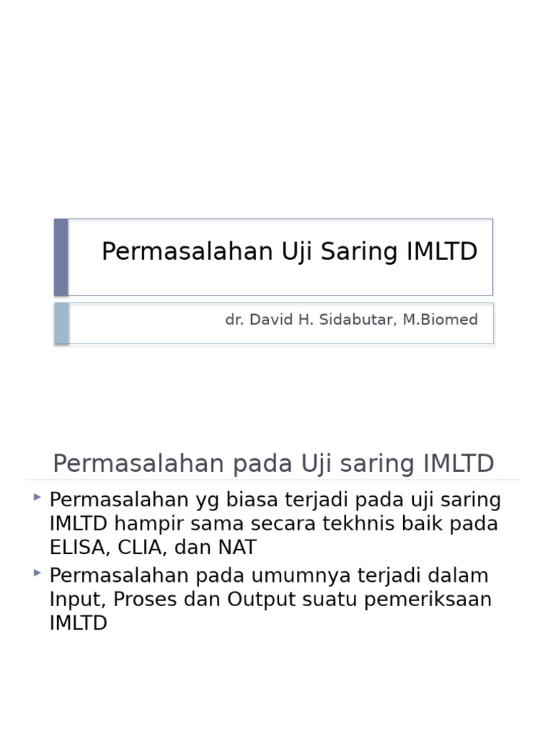 Permasalahan dalam Uji Saring IMLTD | PDF