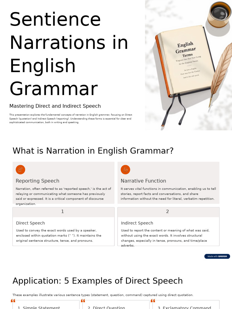 Sentience Narrations in English Grammar | PDF | Grammatical Tense ...