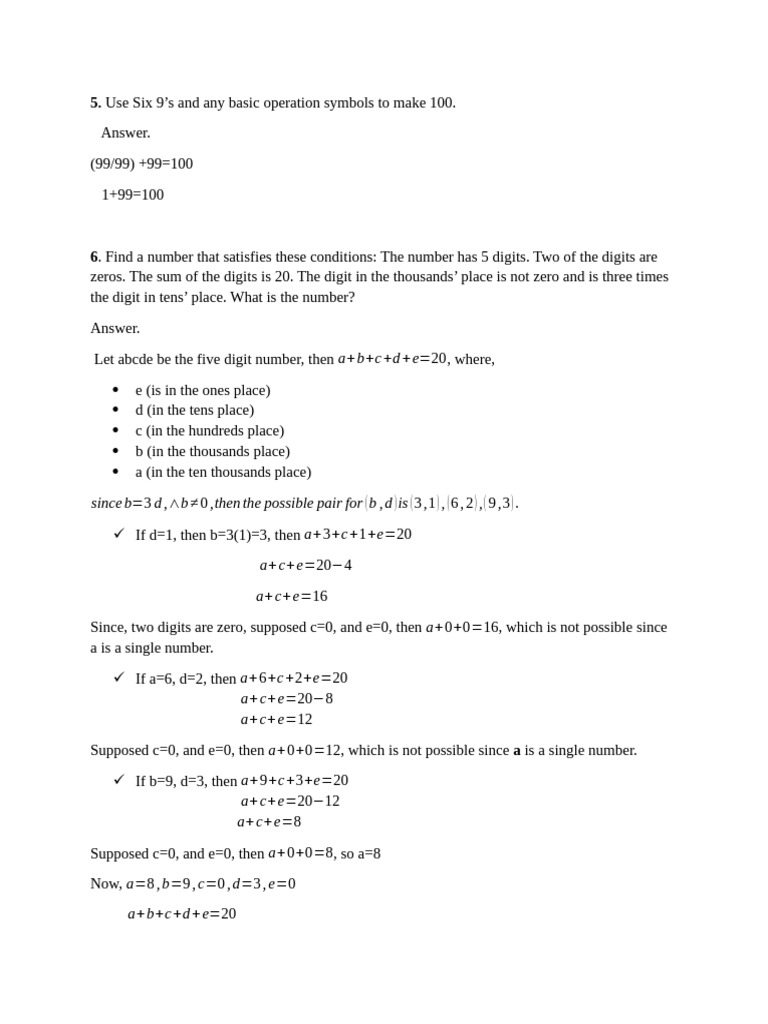 Solving Math Puzzles with Operations | PDF