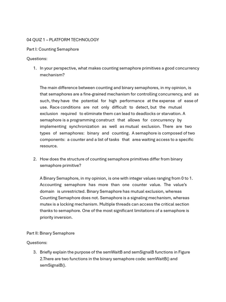 Counting vs Binary Semaphores Explained | PDF | Concurrent Computing ...