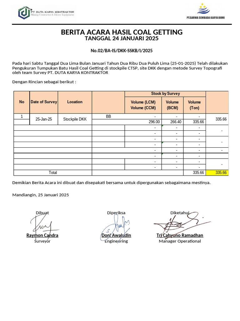 Ba Coal Getting 240125 | PDF
