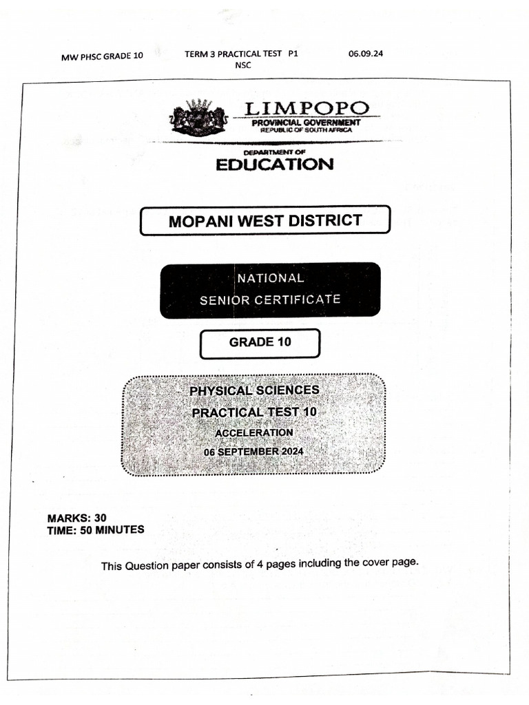 Ps Grade 10 Practical Test | PDF