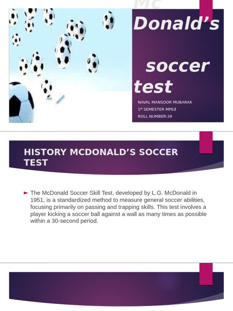 McDonald Soccer Skill Test Overview | PDF