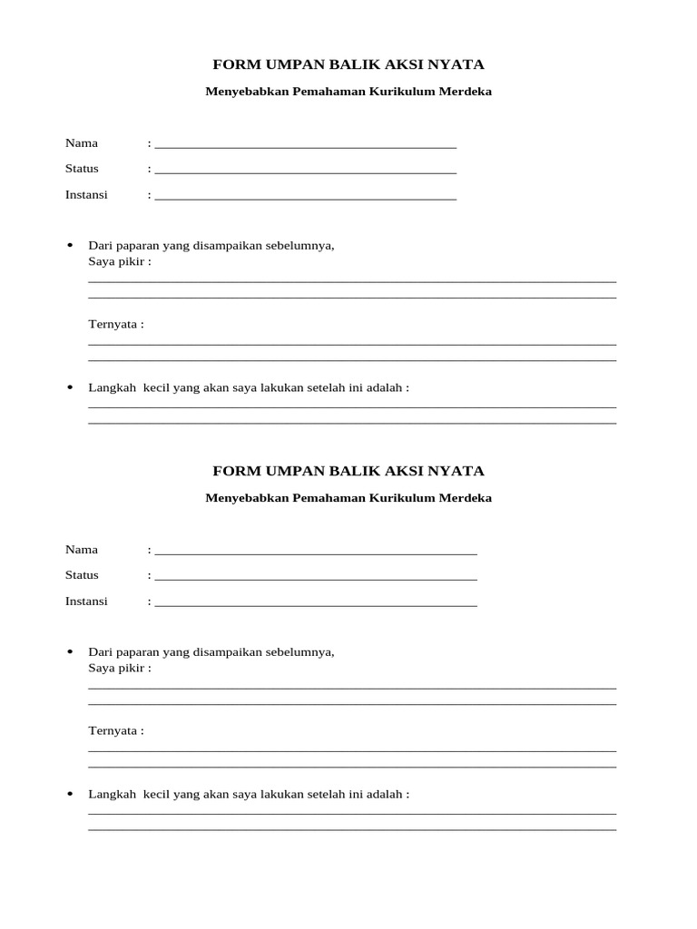 Form Umpan Balik Kurikulum Merdeka | PDF