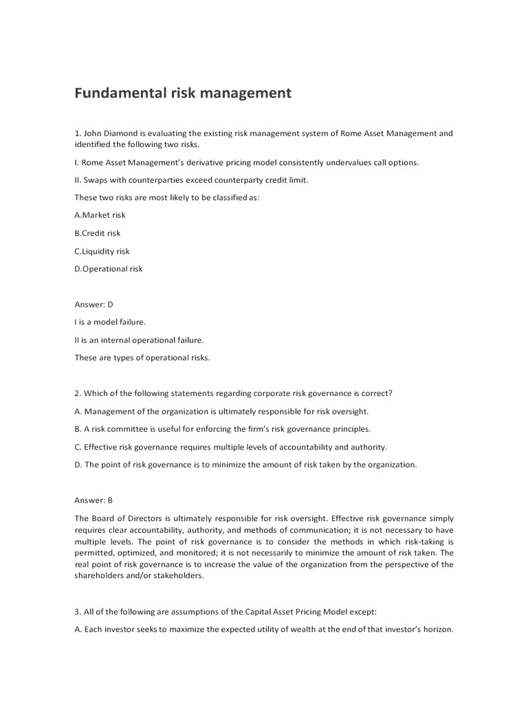 Operational Risk Management Insights | PDF | Financial Risk | Sharpe Ratio