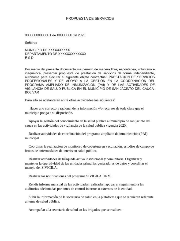 Modelo de Propuesta de Servicios | PDF