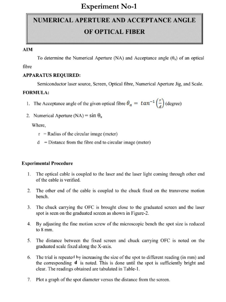 Numerical Aperture | PDF