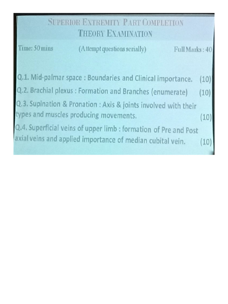 Part Completion Test (Anatomy) 1 (Dec 24) - Murshidabad MC | PDF