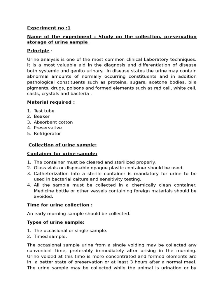 Urine Sample Collection and Analysis Guide | PDF | Urine | Kidney