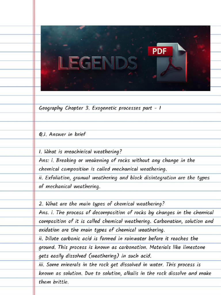 Geography 3rd Chapter Notes | PDF