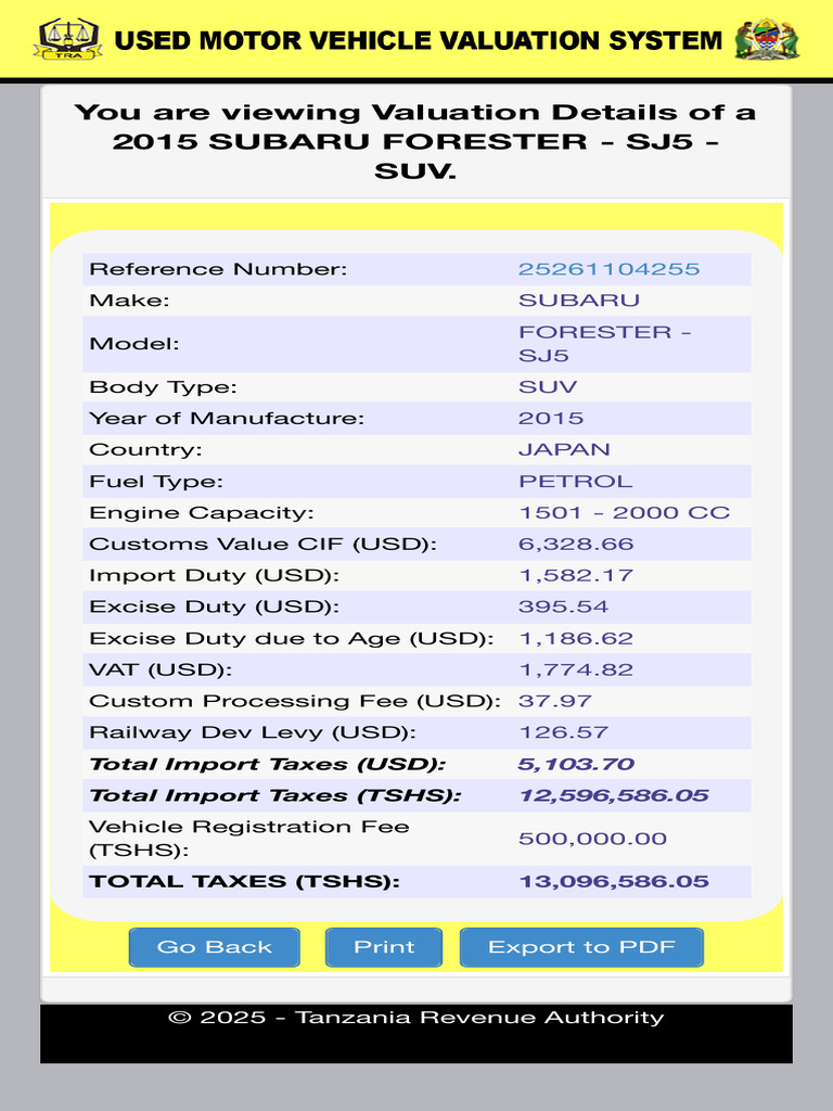 2015 Subaru Forester Valuation Details | PDF