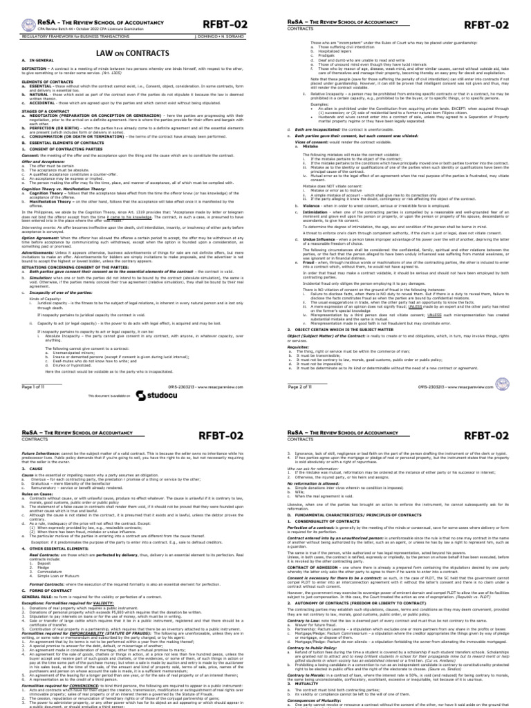 Contracts | PDF | Misrepresentation | Offer And Acceptance